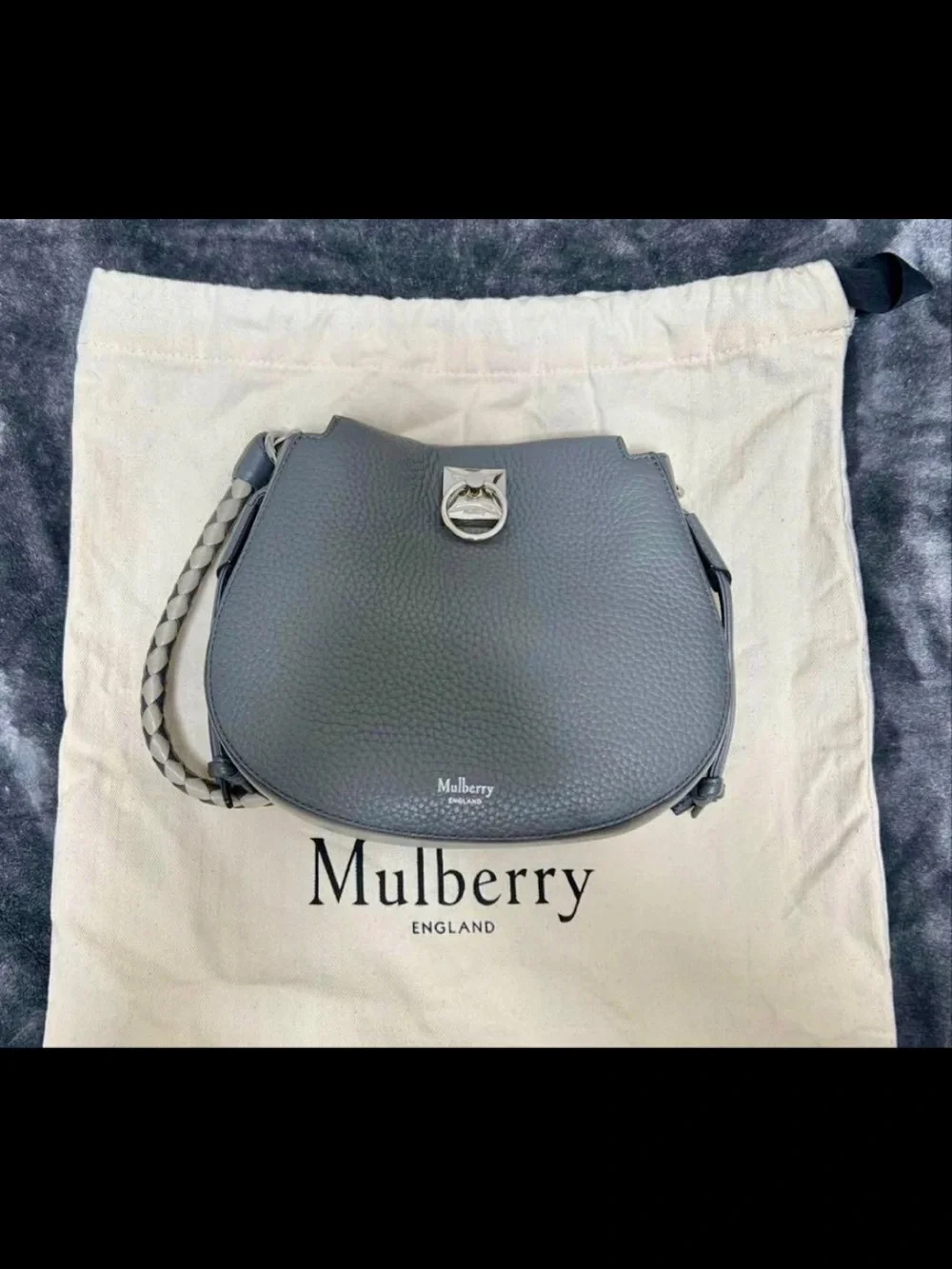 Mulberry Gray Braided-Strap Saddle Shoulder Bag